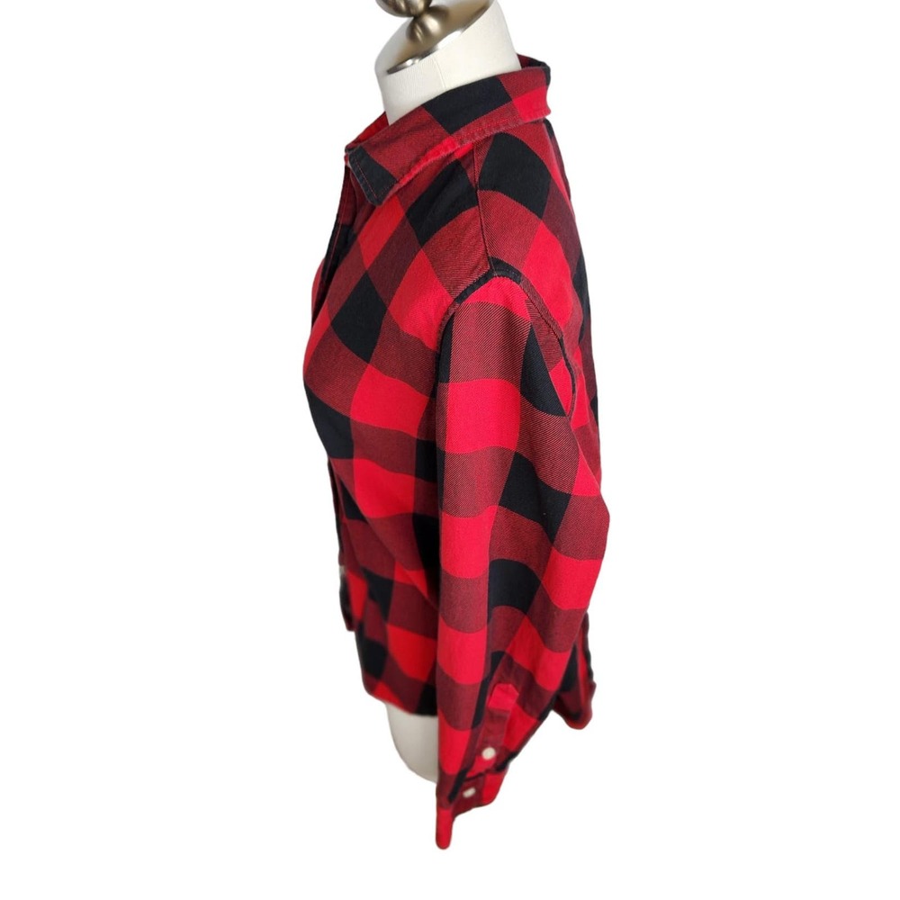 Levi's Ultimate Boyfriend Button Back Shirt Women's Medium Red Buffalo Plaid - Picture 9 of 13